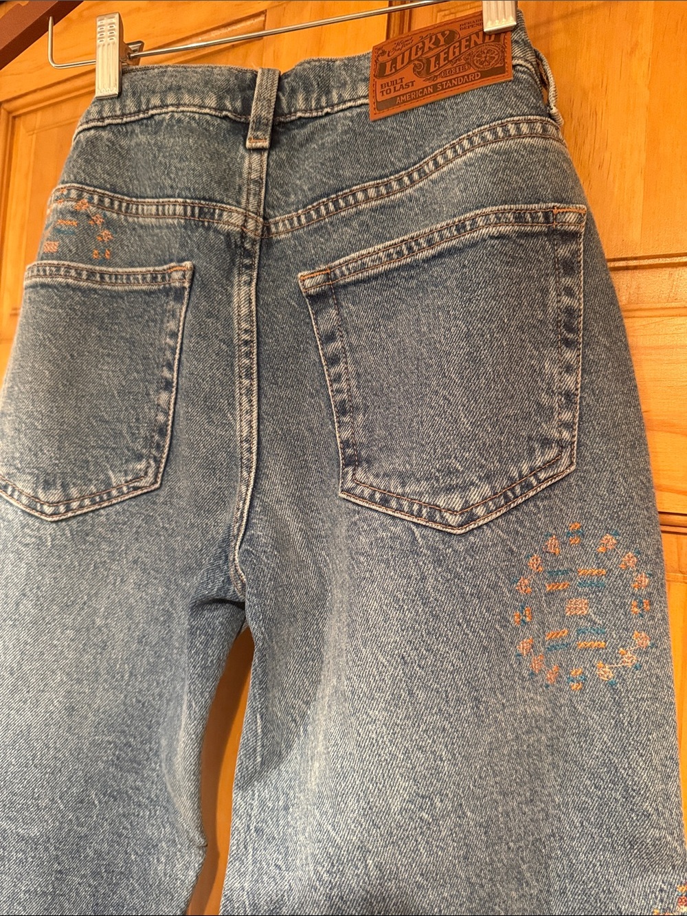 Lucky Brand Denim Straight-Leg Jeans with Embroidered Motifs and Dark Patchwork - Picture 3 of 5